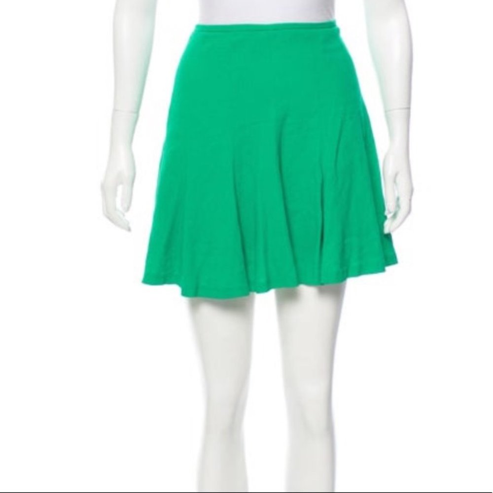 Sandro Juliette Emerald Green Flared Mini Skirt